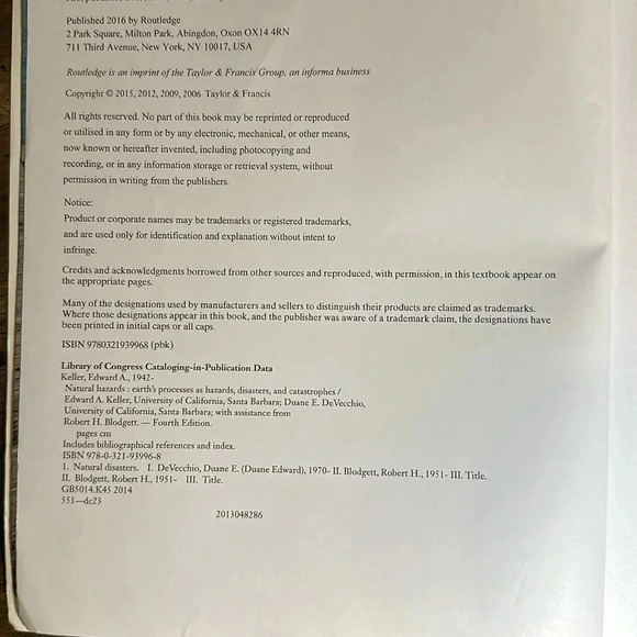 KELLER DEVECCHIO NATURAL HAZARDS Earth’s Processes 4th edition Book Routledge - Picture 7 of 12